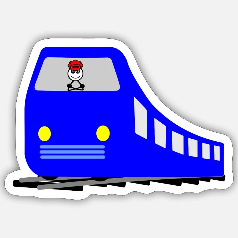 Train ou métro sur les rails avec chauffeur - Sticker taille S (10 x 10 cm) - blanc mat