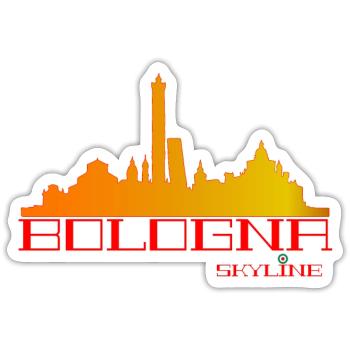 Bologna Skyline Orange-Rot - Sticker Größe S (10 x 10 cm) - Mattweiß - Vorne