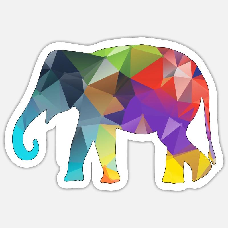 Poly Elephant - Sticker size S (10 x 10 cm) - white matte