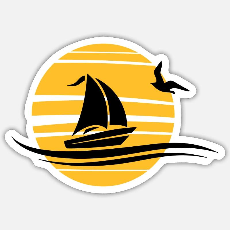 Voilier bateau soleil eau - Sticker taille S (10 x 10 cm) - blanc mat
