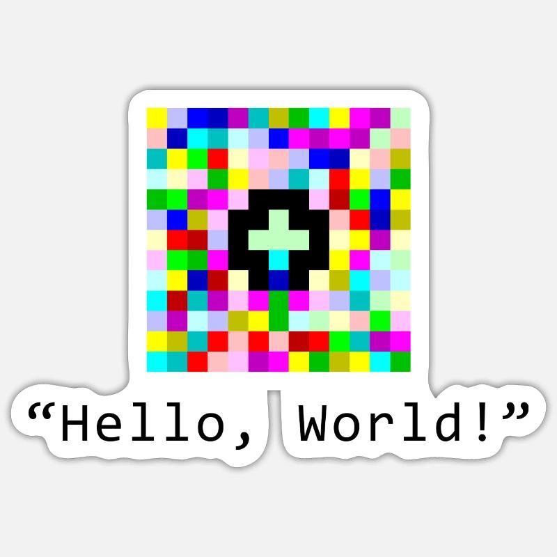Hello World in Piet Programmiersprache - Sticker Größe S (10 x 10 cm) - Mattweiß