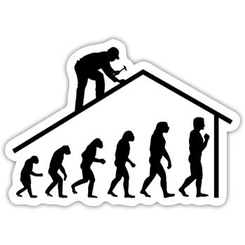 Homme charpentier outil d’artisanat - Sticker taille S (10 x 10 cm) - blanc mat - Devant