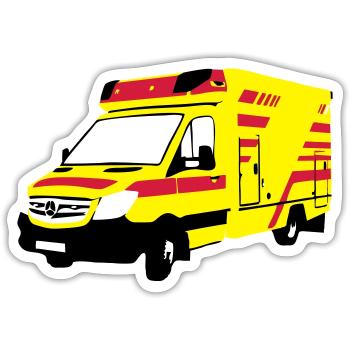 RTW Rettungsdienst Krankenwagen Einsatz Alarm KTW - Sticker Größe S (10 x 10 cm) - Mattweiß - Vorne