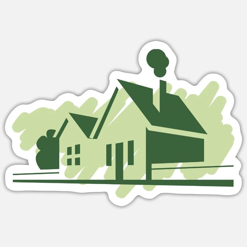 Maisons - Sticker taille S (10 x 10 cm) - blanc mat