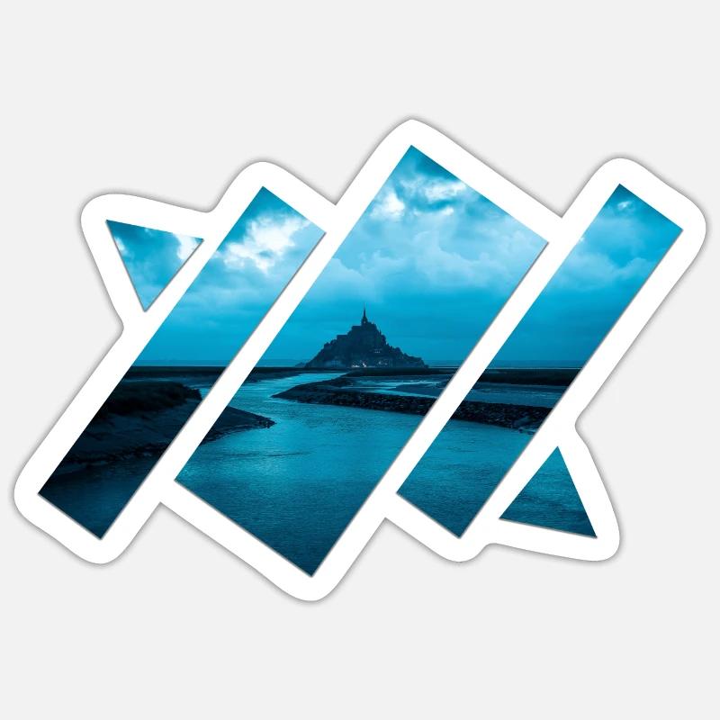 polyscape_blue - Sticker taille S (10 x 10 cm) - blanc mat