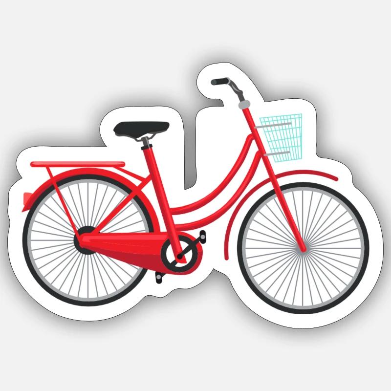 Red bicycle - Sticker size S (10 x 10 cm) - white matte