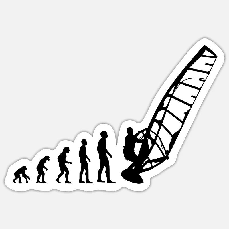 Windsurfer Surfen Windsurfen Windsurfing Evolution Sticker Größe S (10 x 10 cm)