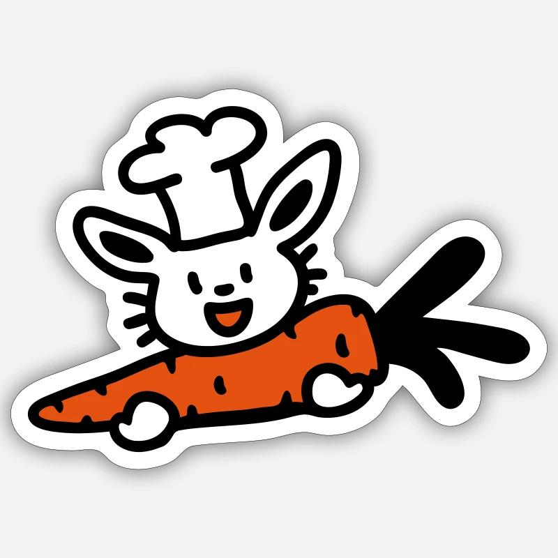 Hare Cook Rabbit Carrot 3 Sticker size S (10 x 10 cm)