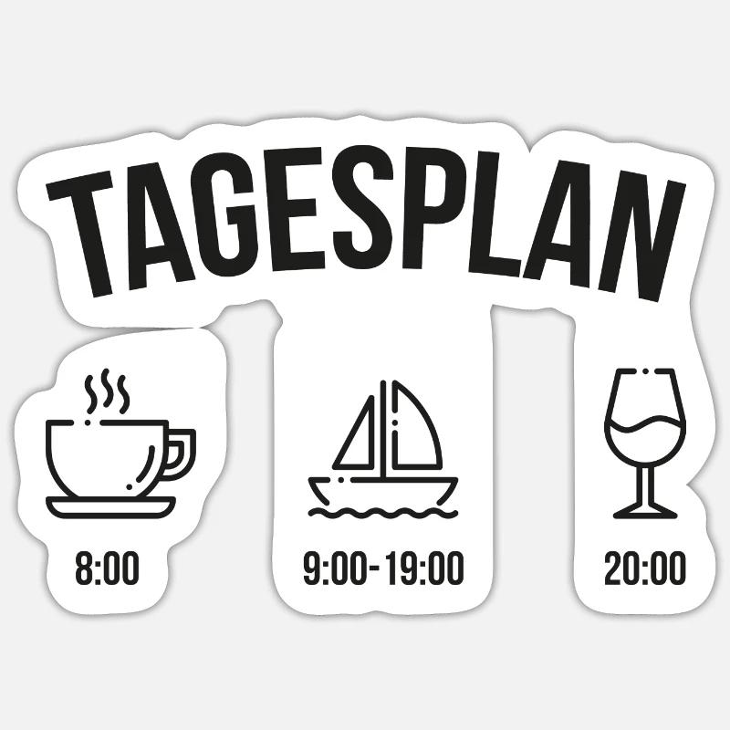 Tagesplan Geschenk Boot Segler Segelboot - Sticker Größe S (10 x 10 cm) - Mattweiß