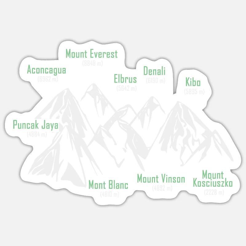 Les sept sommets - Sticker taille S (10 x 10 cm) - blanc mat