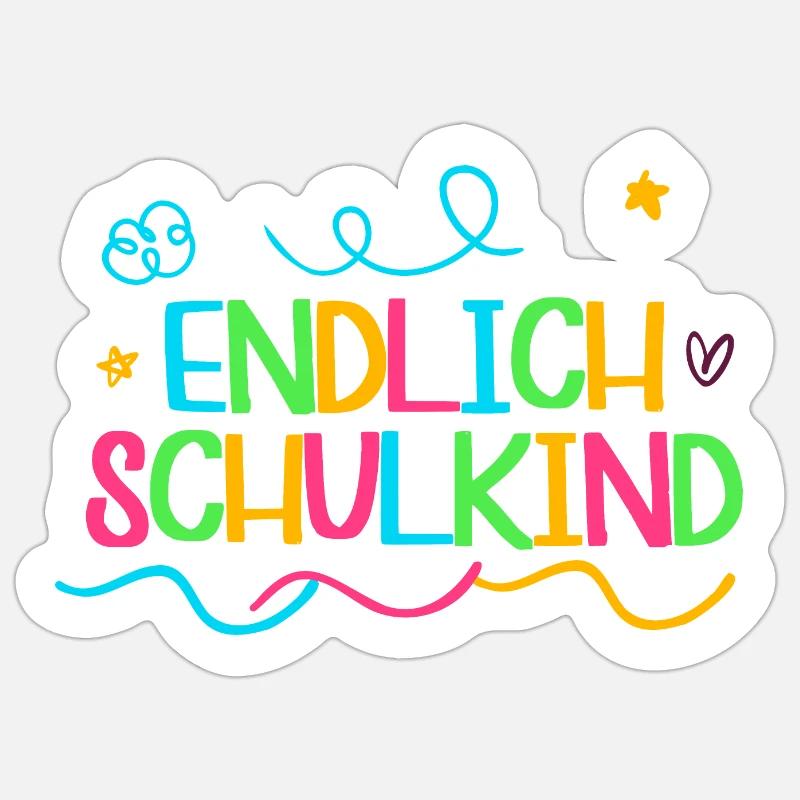 2021 endlich schulkind, Einschulung Erstklässler - Sticker Größe S (10 x 10 cm) - Mattweiß