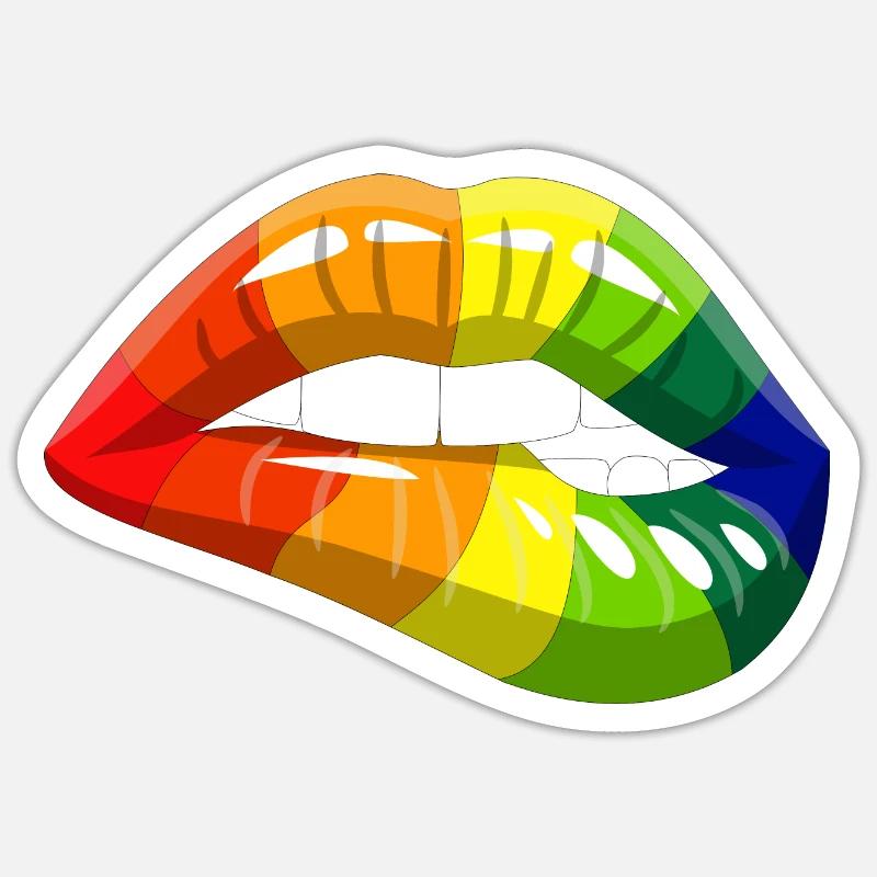 Pride Lips - Sticker Größe S (10 x 10 cm) - Mattweiß