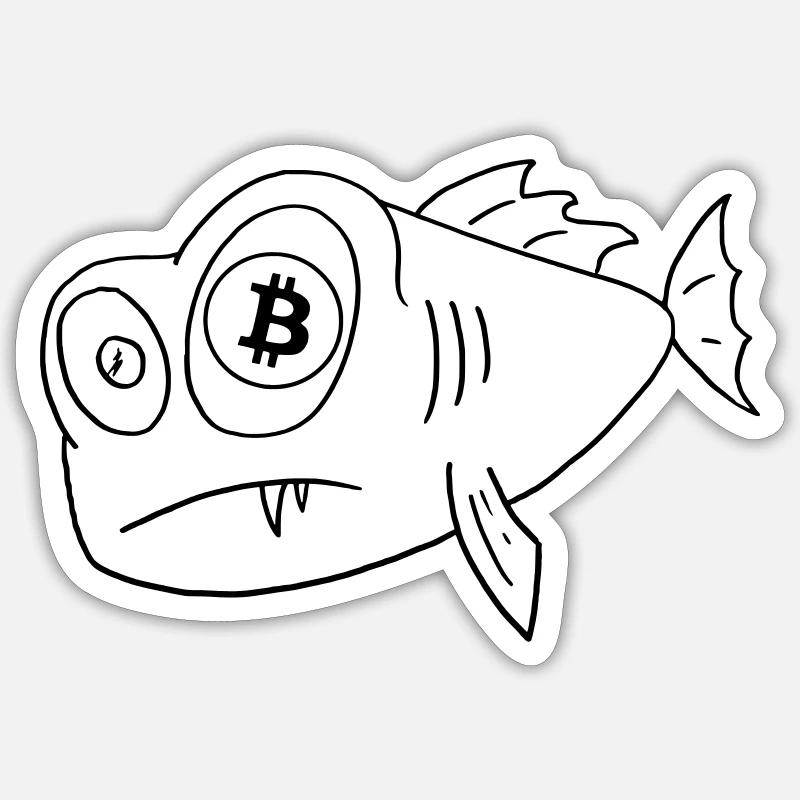 bitcoin poisson à l’œil bitcoin Sticker taille S (10 x 10 cm)