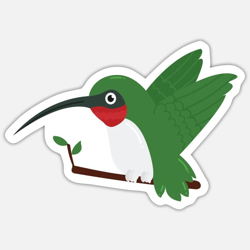 colibri - Sticker taille S (10 x 10 cm) - blanc mat
