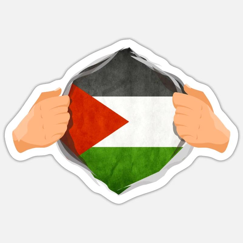 Strong Palestinian Hero Fun Gift - Sticker taille S (10 x 10 cm) - blanc mat