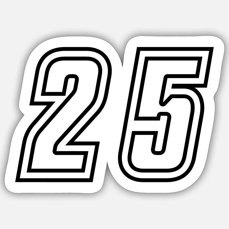 Numéro 25 - Sticker taille S (10 x 10 cm) - blanc mat