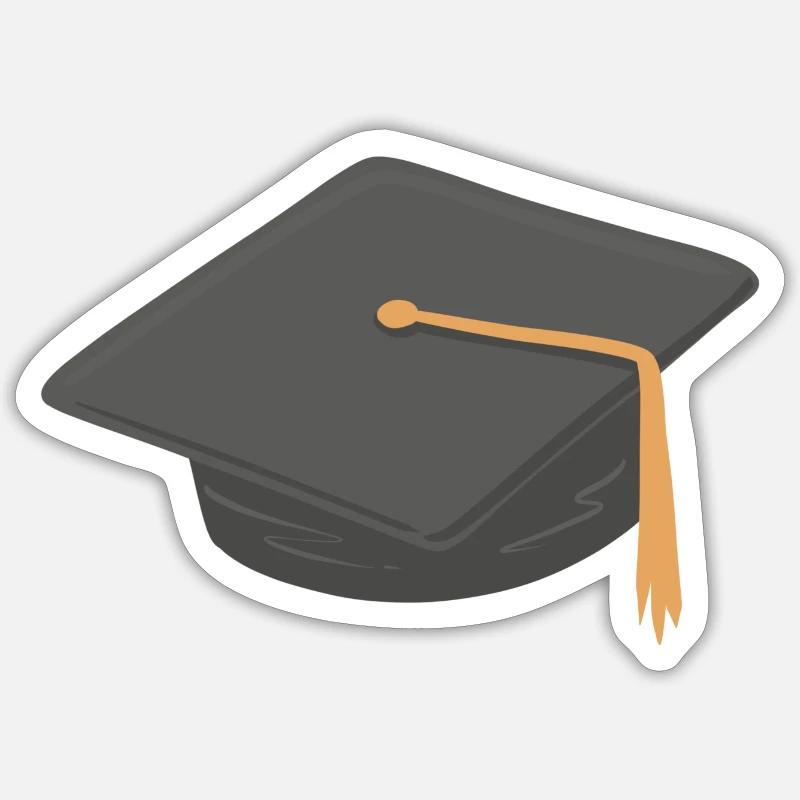 Schule Uni Abschluss Hut Symbol - Sticker Größe S (10 x 10 cm) - Mattweiß