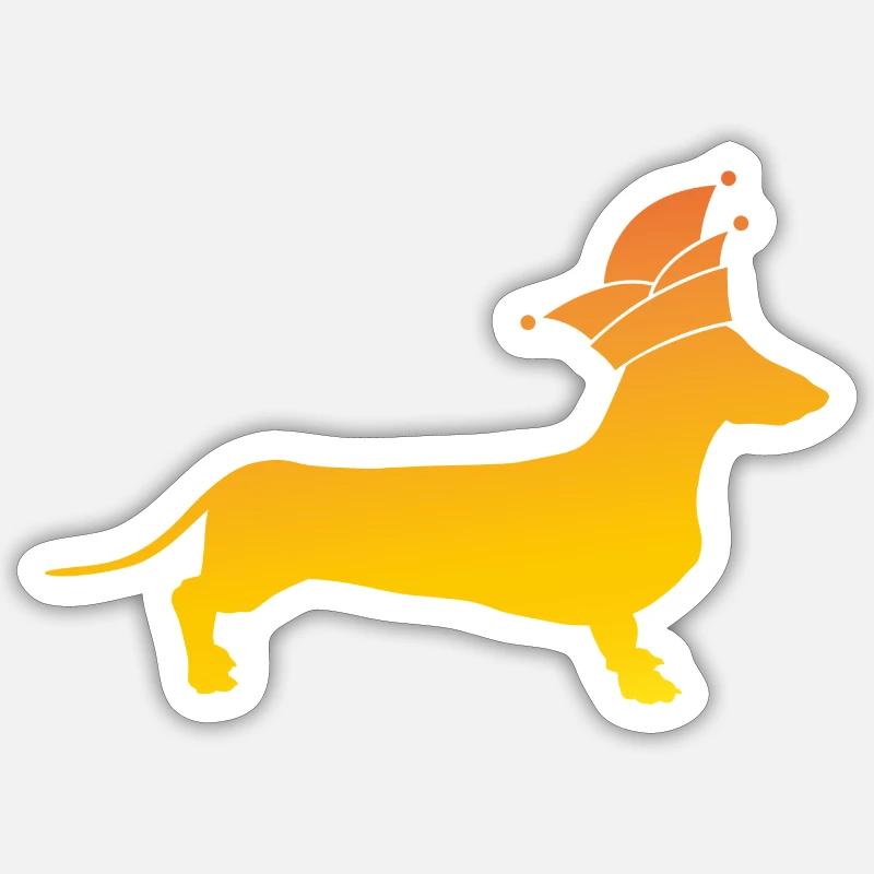 Dackel Alaaf - Sticker Größe S (10 x 10 cm) - Mattweiß
