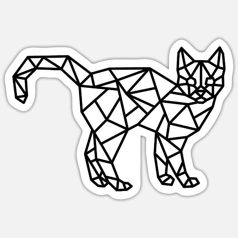 Cat Geometric Line - Sticker size S (10 x 10 cm) - white matte