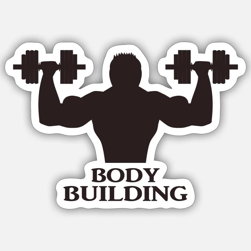 Bodybuilder avec haltères Sticker taille S (10 x 10 cm)