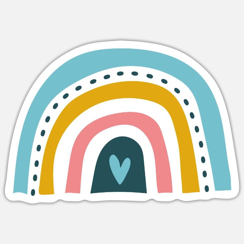 Regenbogen mit Herz - Sticker Größe S (10 x 10 cm) - Mattweiß
