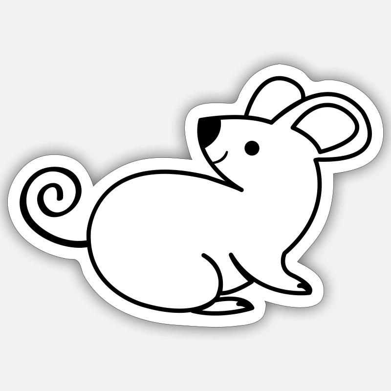 Maus - Sticker Größe S (10 x 10 cm) - Mattweiß