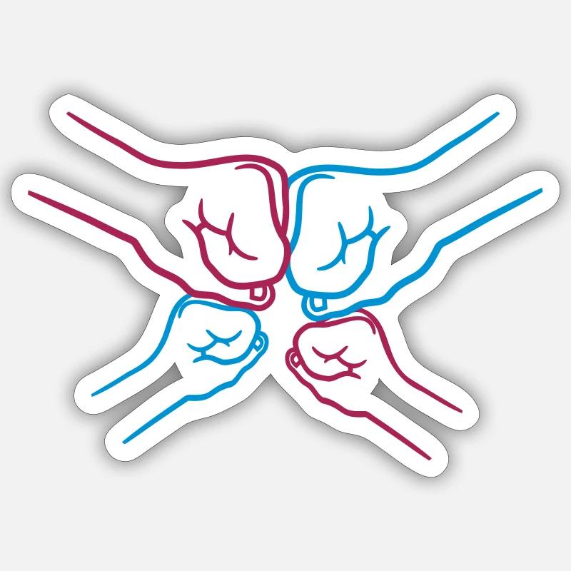Fists 2 children - Sticker size S (10 x 10 cm) - white matte