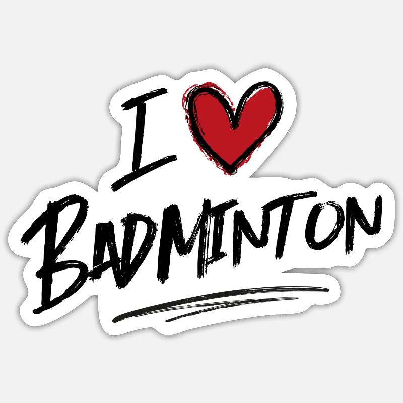 J’adore le badminton - Sticker taille S (10 x 10 cm) - blanc mat