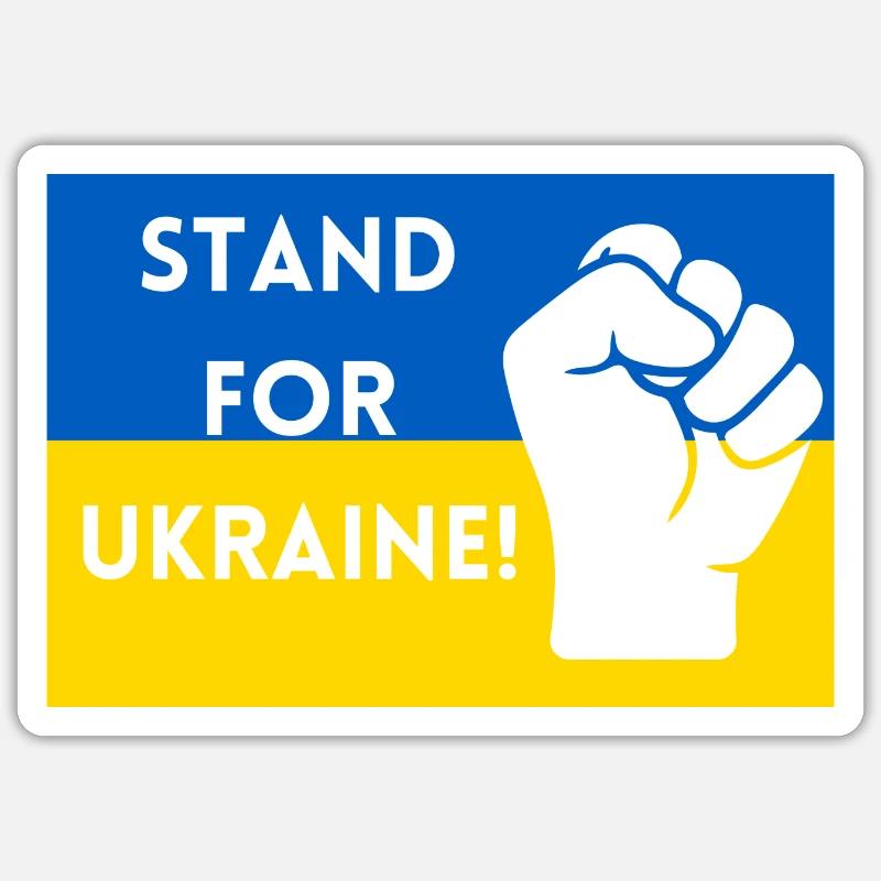 Représentez l’Ukraine| Arrêtez Poutine - Sticker taille S (10 x 10 cm) - blanc mat