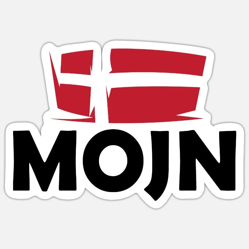 Danmark Symbol Logo ikon dansk mojn moin flag - Sticker størrelse S (10 x 10 cm) - mat hvid