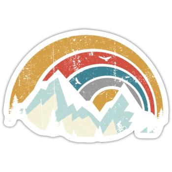 Retro Mountain Sunset Arc - Sticker Größe S (10 x 10 cm) - Mattweiß - Vorne