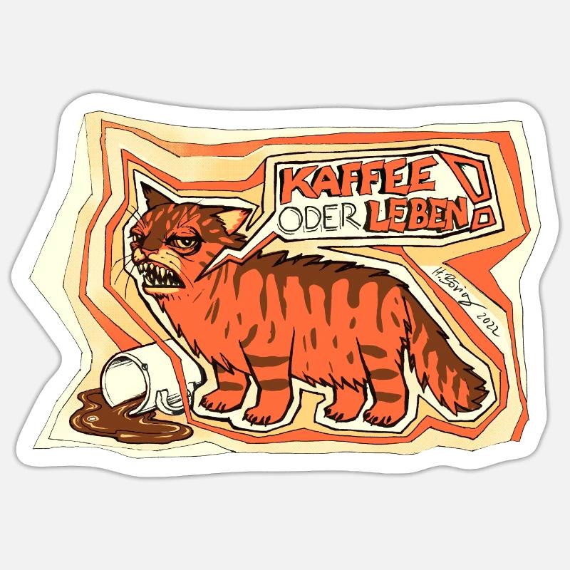 Kaffee oder Leben Sticker Größe S (10 x 10 cm)