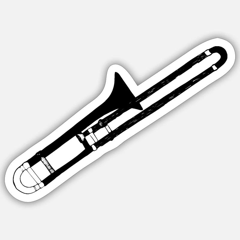 Posaune - Sticker Größe S (10 x 10 cm) - Mattweiß