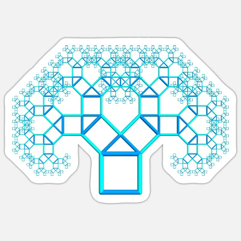 pythagore arbre - Sticker taille S (10 x 10 cm) - blanc mat