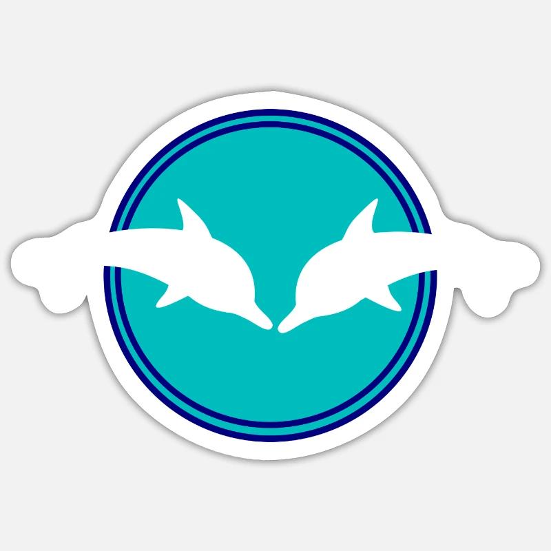 Delfin Delphine - Sticker Größe S (10 x 10 cm) - Mattweiß