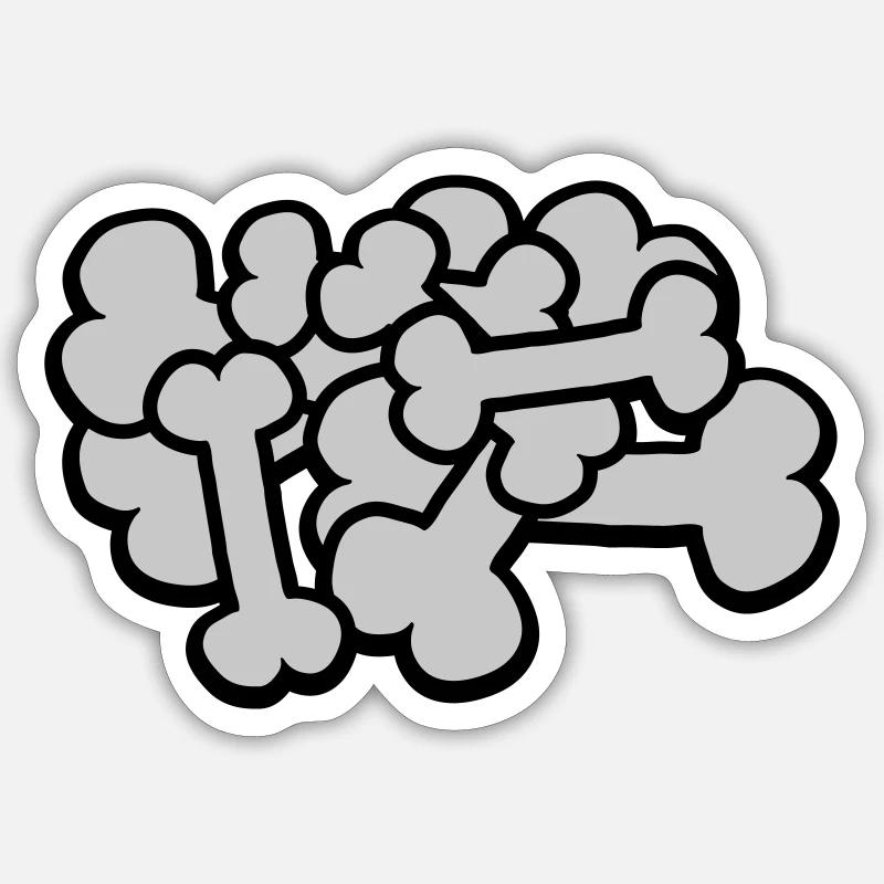 Grande pile d’os comique Sticker taille S (10 x 10 cm)