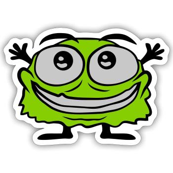 Petit monstre poilu mignon - Sticker taille S (10 x 10 cm) - blanc mat - Devant