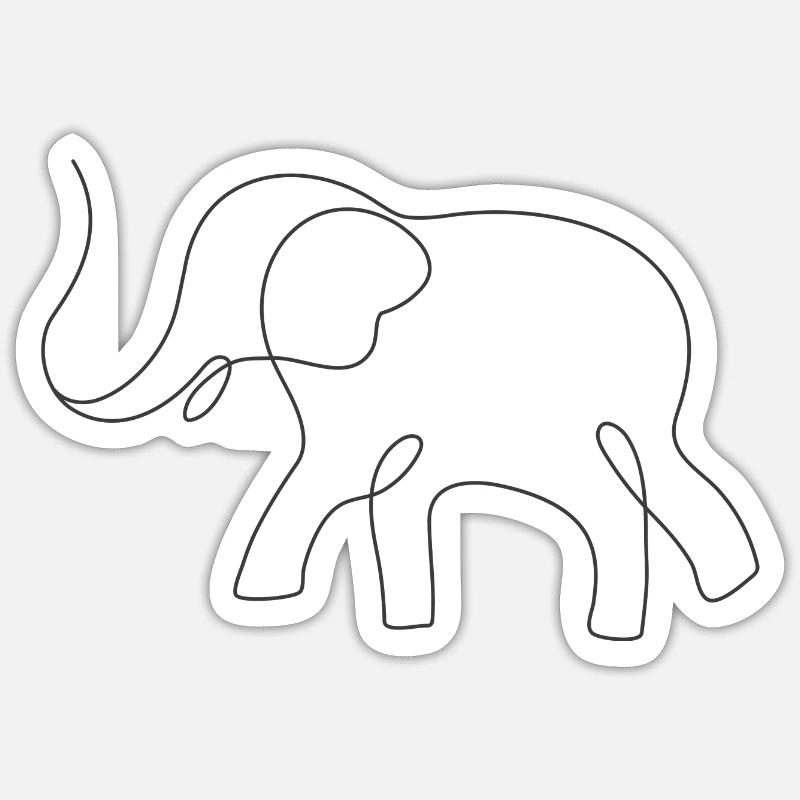 Éléphant - Sticker taille S (10 x 10 cm) - blanc mat