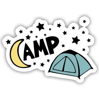 NACHTLAGER LAGER NACHT CAMPING STERNE ZELT MOTIV - Sticker Größe S (10 x 10 cm) - Mattweiß - Vorne