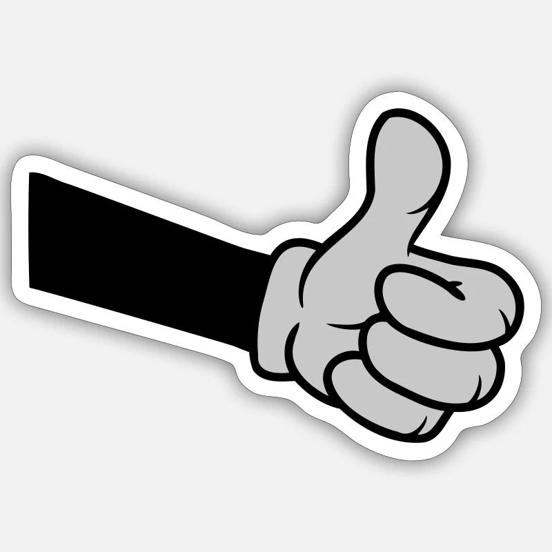 OK Comic Hand Thumb - Sticker size S (10 x 10 cm) - white matte