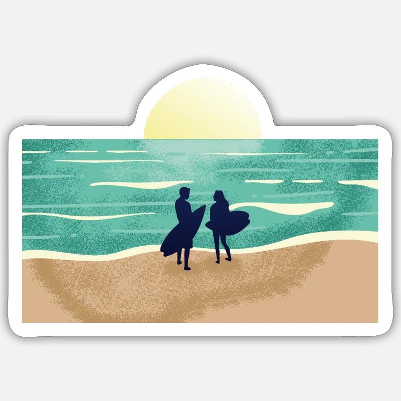 Summer Sunset Surfer - Sticker Größe S (10 x 10 cm) - Mattweiß