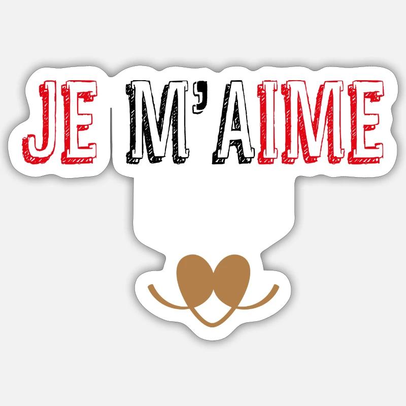 je m'aime - Sticker taille S (10 x 10 cm) - blanc mat