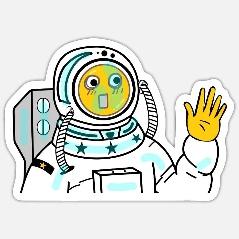 Astronautes Drôle - Sticker taille S (10 x 10 cm) - blanc mat