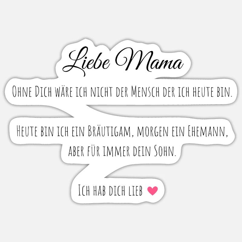 Bräutigam-Mutter Geschenk - Sticker Größe S (10 x 10 cm) - Mattweiß