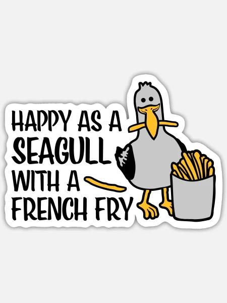 Happy as a Seagull - Sticker Größe S (10 x 10 cm) - Mattweiß