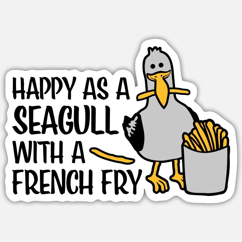 Heureux comme une mouette - Sticker taille S (10 x 10 cm) - blanc mat