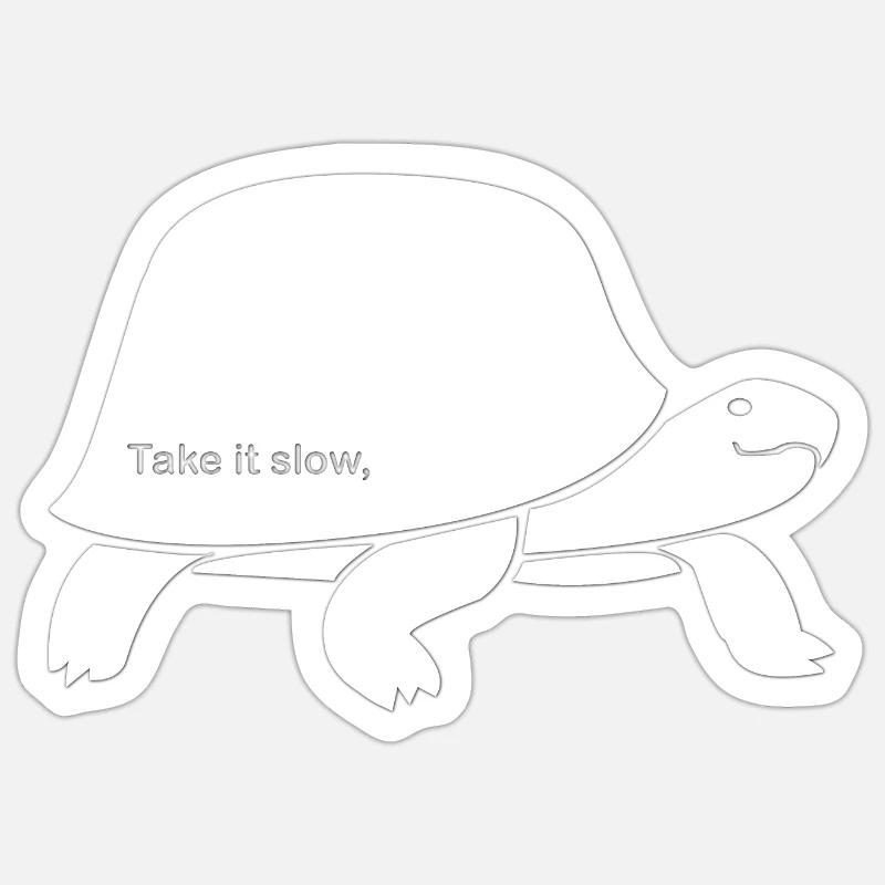Prenez-le slow Turtle Design - Sticker taille S (10 x 10 cm) - blanc mat