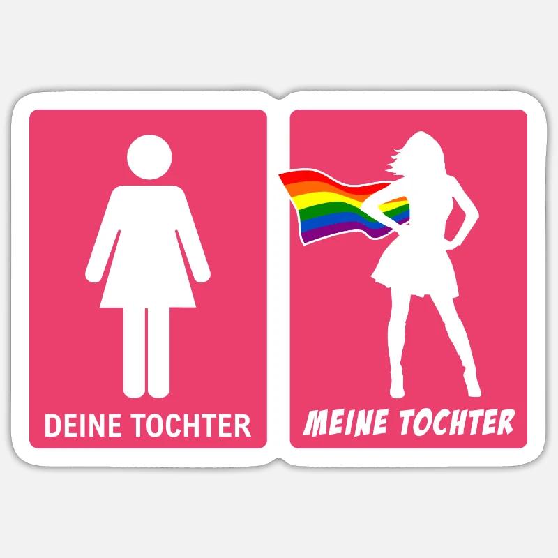 Lesbische Tochter Mutter Vater LGBT Lesbisch CSD Sticker Größe S (10 x 10 cm)