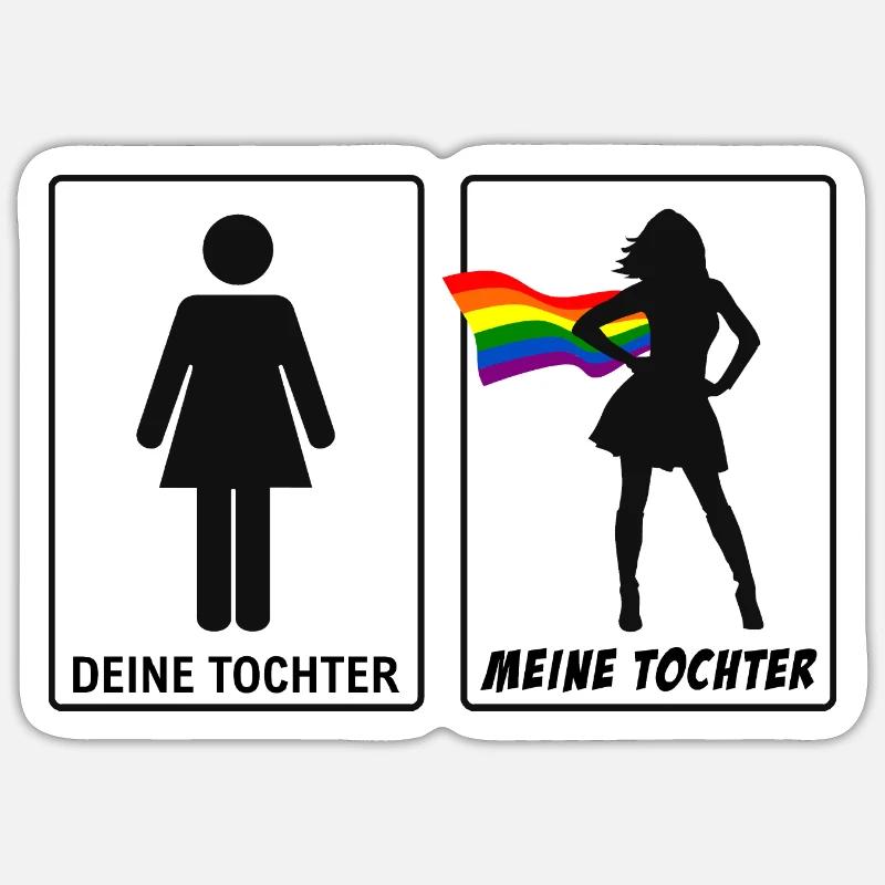 Lesbische Tochter Mutter Vater LGBT Lesbisch CSD Sticker Größe S (10 x 10 cm)