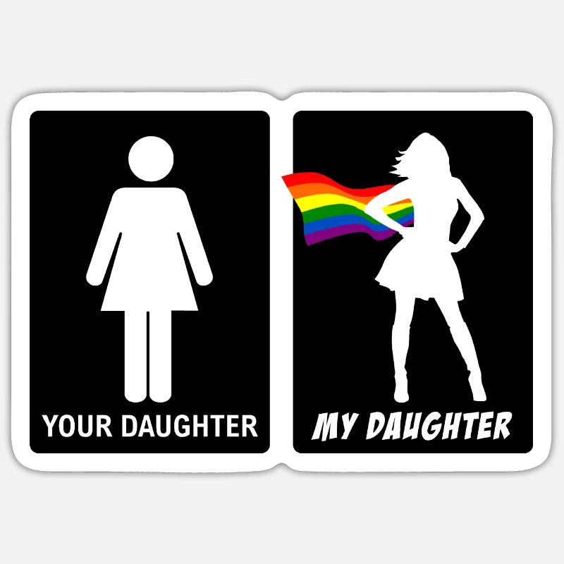 Lesbische Tochter Mutter Vater LGBT Lesbisch CSD Sticker Größe S (10 x 10 cm)